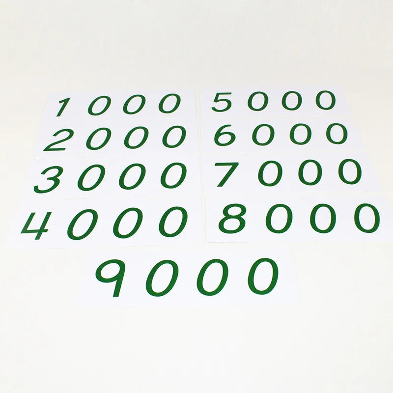 Montessori Large PVC Number Cards With Box 1-9000