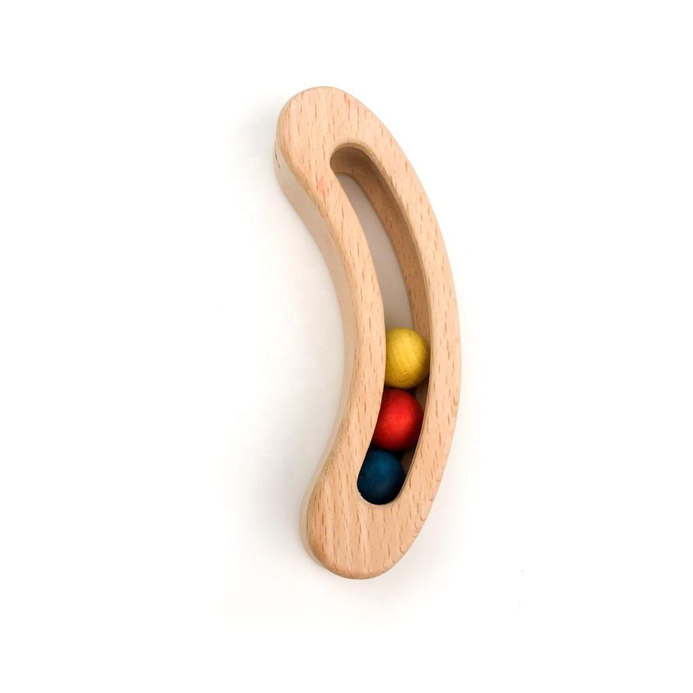 Peas In A Pod Wooden Baby Rattle
