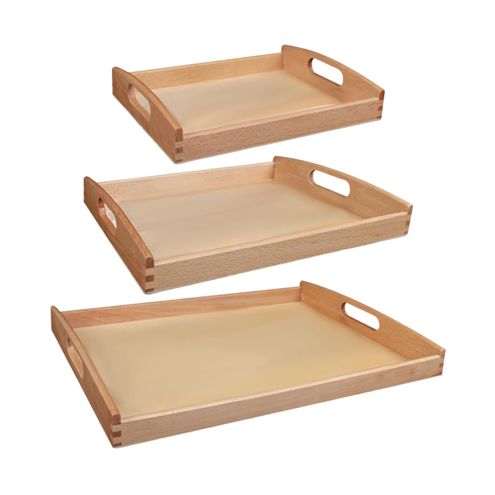 Wooden Montessori Tray with Handle (Set of 3)