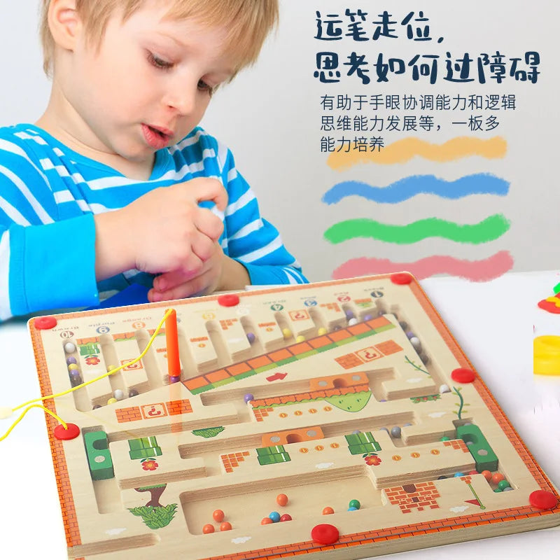 Children Wooden Magnetic Color and Number Maze