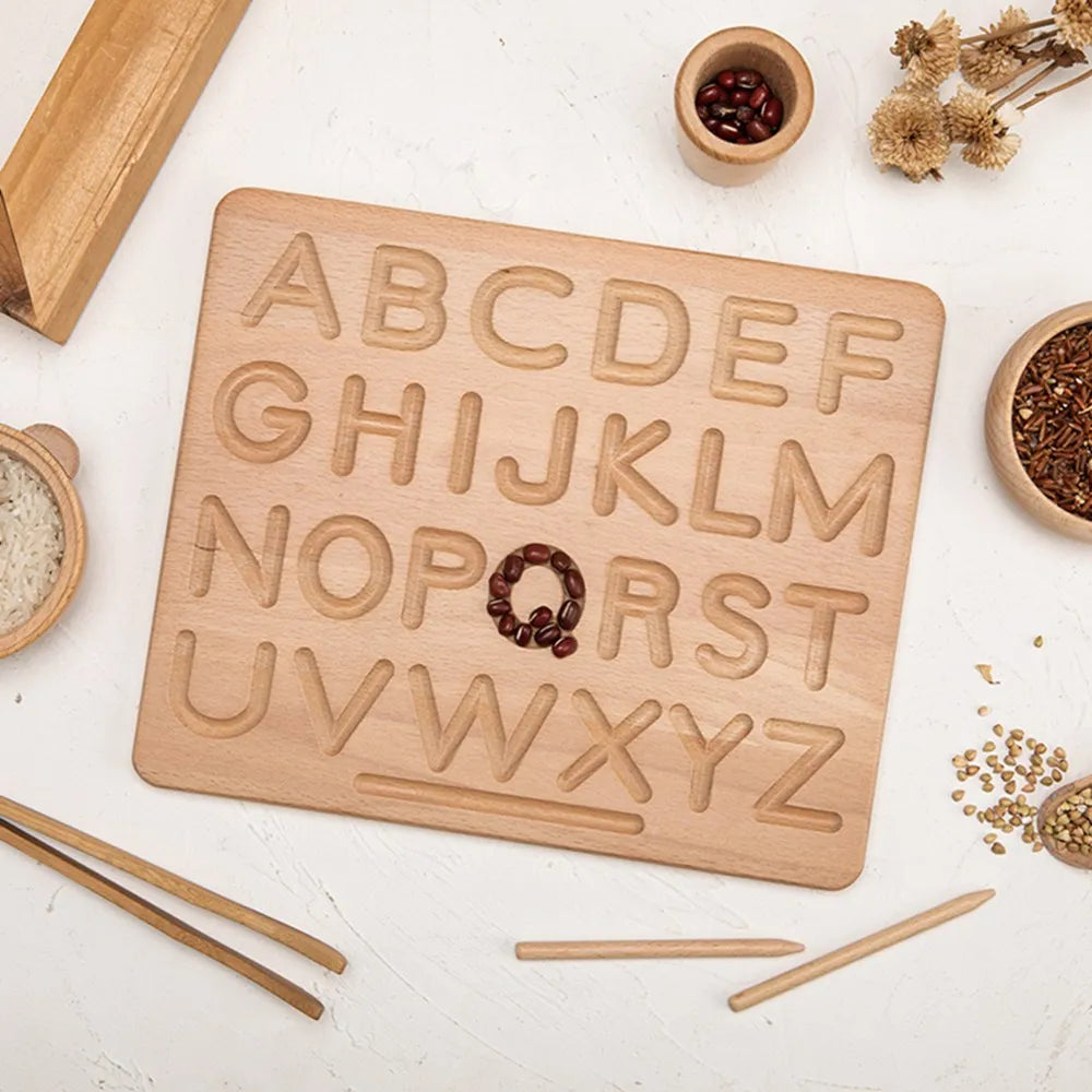 Montessori Beechwood Uppercase & Lowercase Letters Board