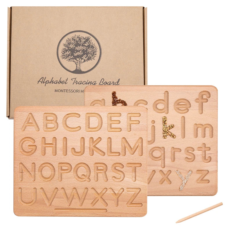 Montessori Beechwood Uppercase & Lowercase Letters Board