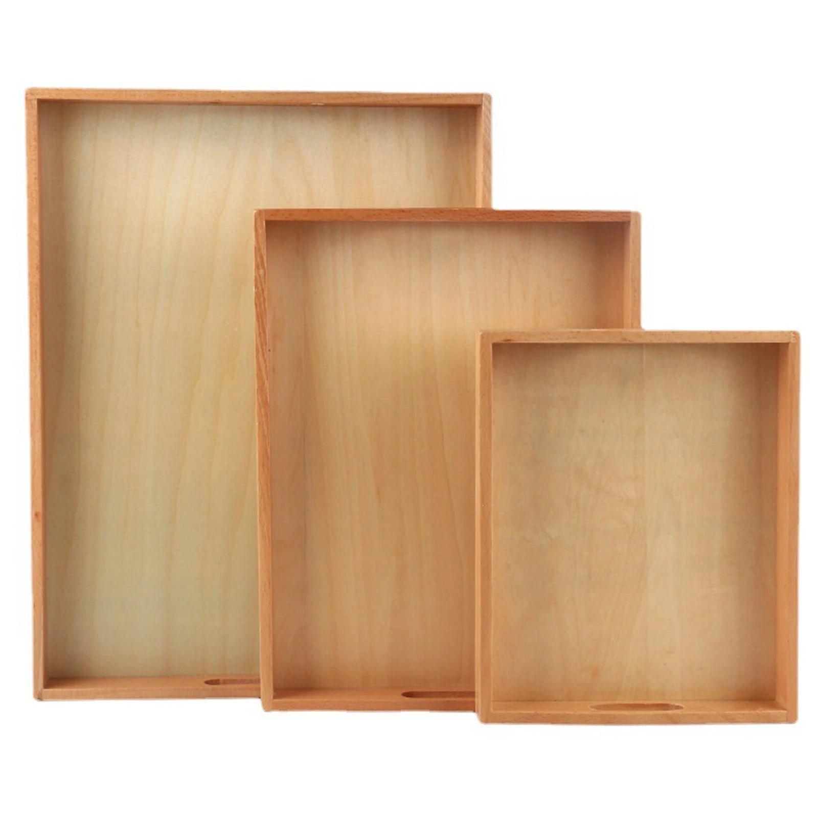 Wooden Montessori Tray with Handle (Set of 3)