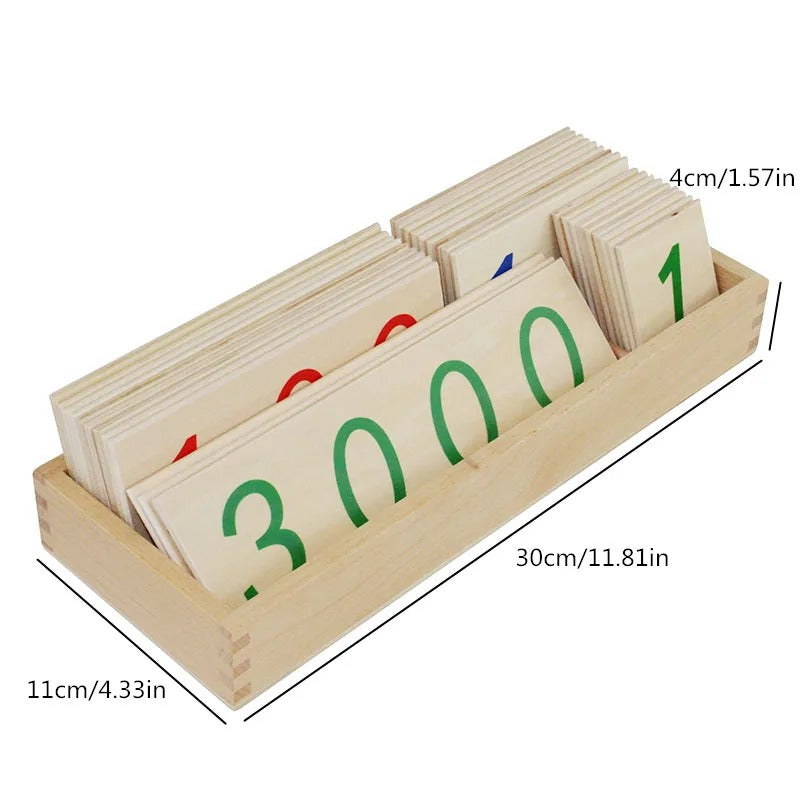 Montessori Large Wooden Number Cards With Box (1-9000)