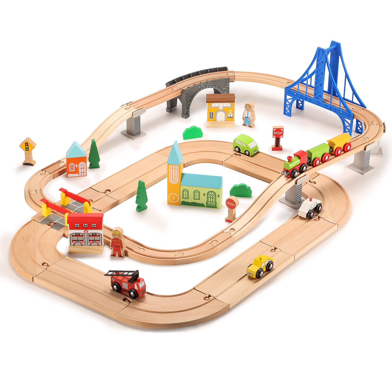 Wooden Train Set - 26pc        (105x63cm)