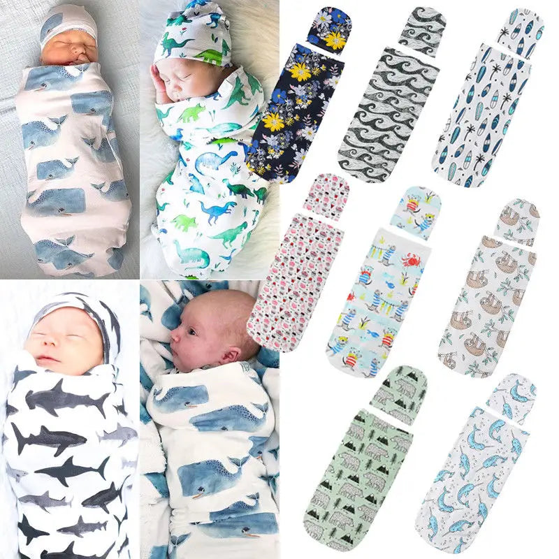 Citgeett Newborn Baby Swaddle Blanket and Hat Set