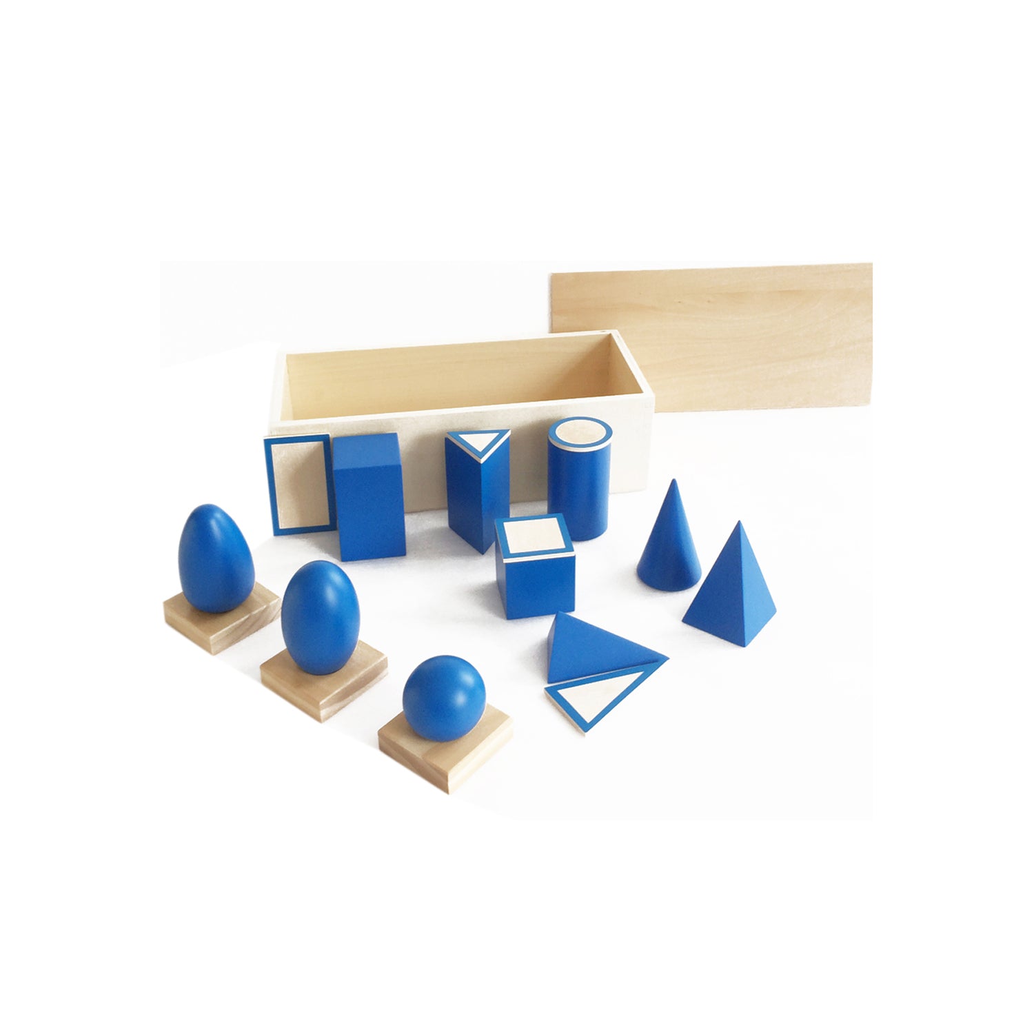 Geometric Solids with
Stands, and Base with box