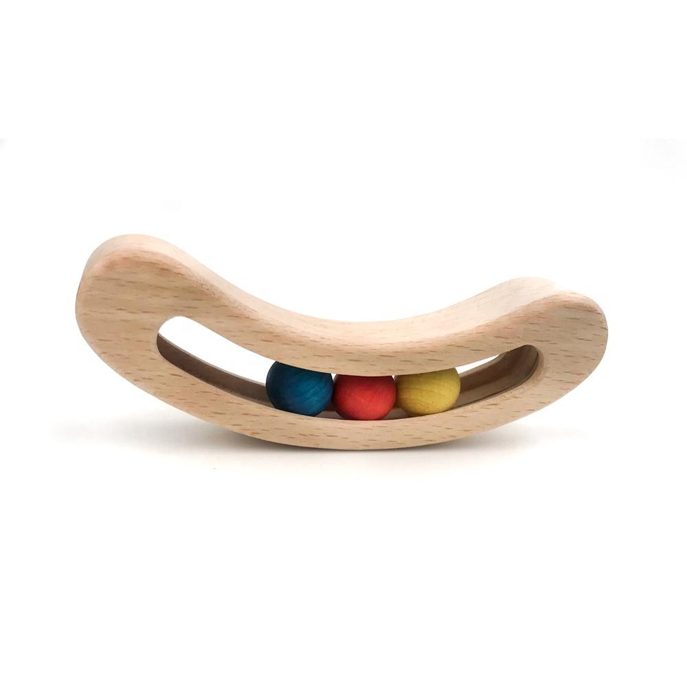Peas In A Pod Wooden Baby Rattle