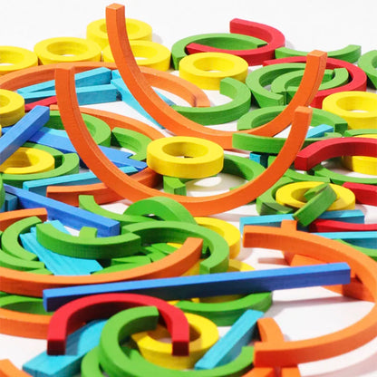 Wooden Creative Sticks And Rings Puzzle