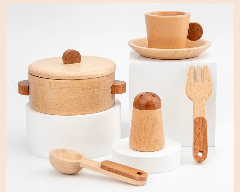 Wooden Kitchen Cookware Play Set