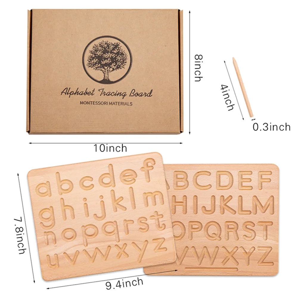 Montessori Beechwood Uppercase &amp; Lowercase Letters Board