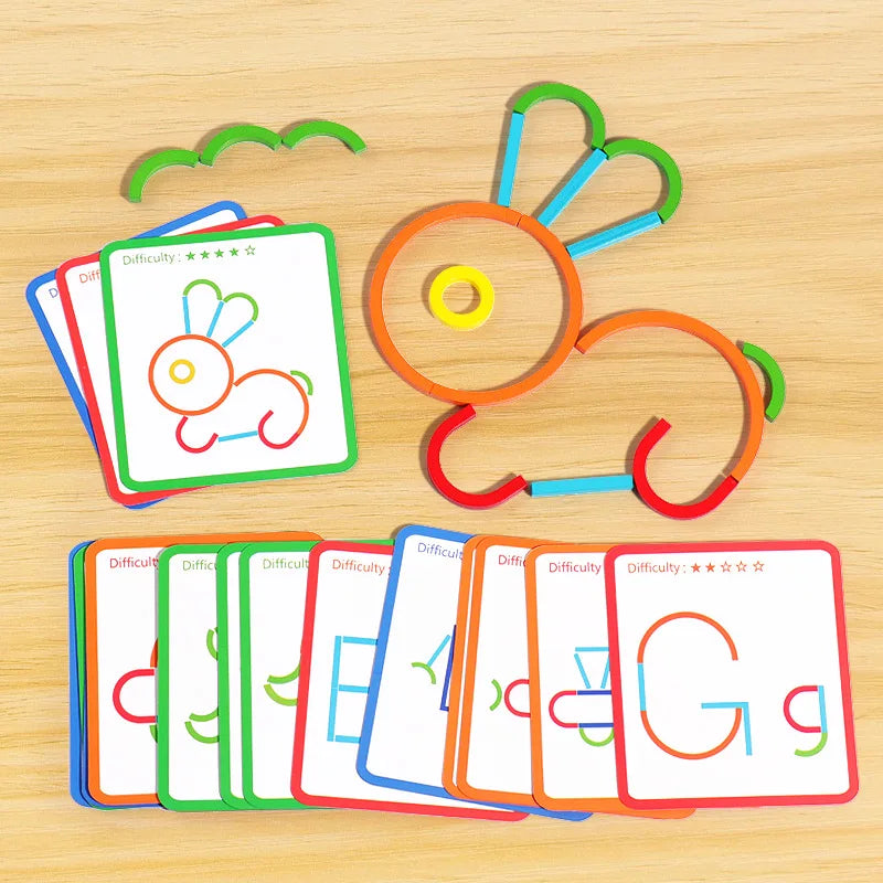 Wooden Creative Sticks And Rings Puzzle