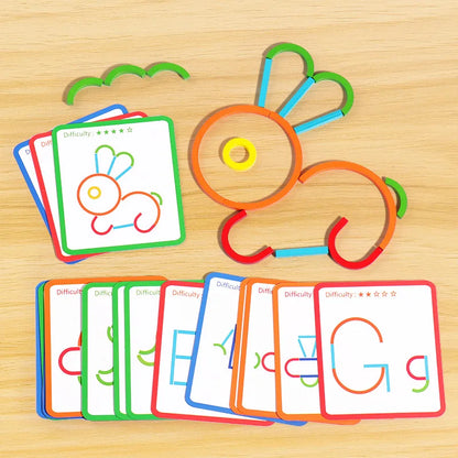 Wooden Creative Sticks And Rings Puzzle