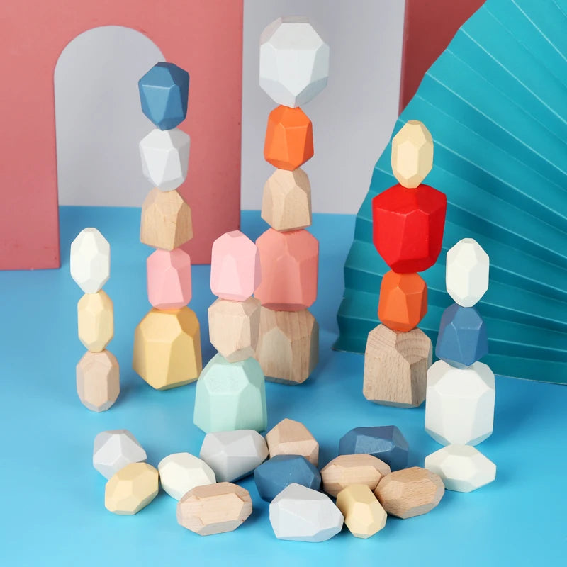 Wooden Sorting Stacking Rocks