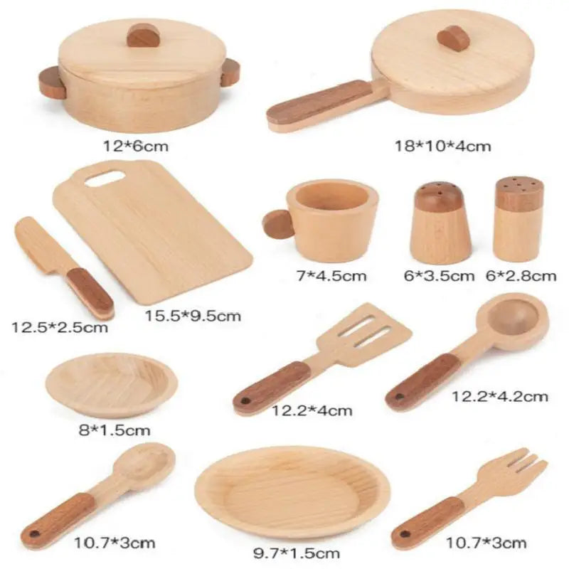 Wooden Kitchen Cookware Play Set