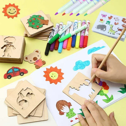 20pcs Wooden DIY Painting Stencils Template