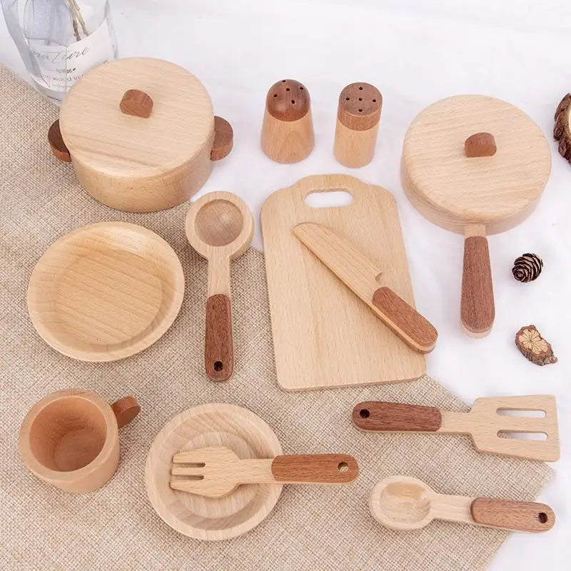 Wooden Kitchen Cookware Play Set