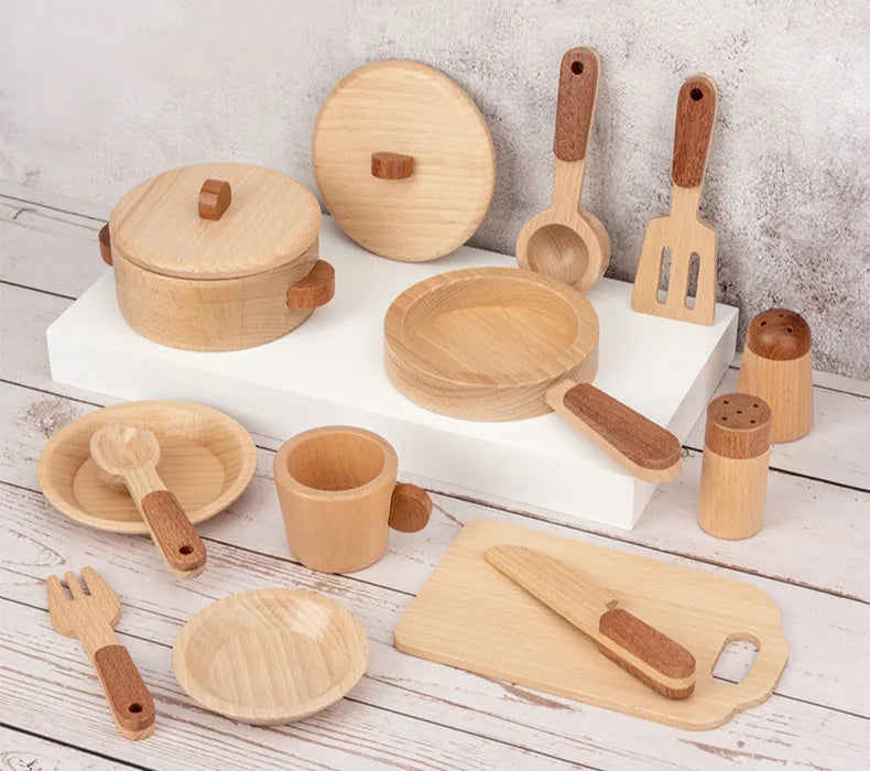 Wooden Kitchen Cookware Play Set