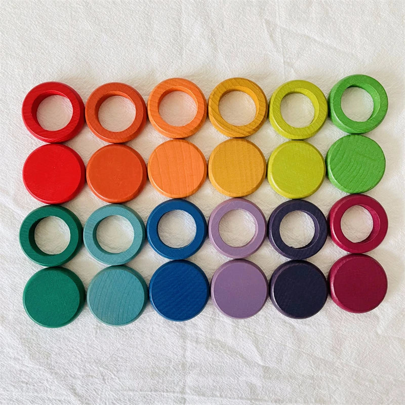 Rainbow Colored Wooden Rings Coins