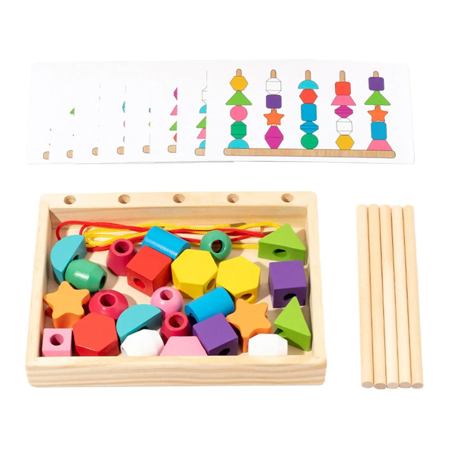 Montessori Wooden Lacing Beads
