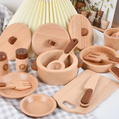 Wooden Kitchen Cookware Play Set