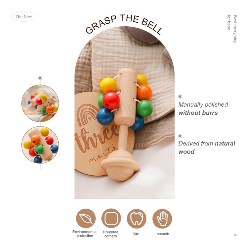 Jingle Wooden Baby Rattle