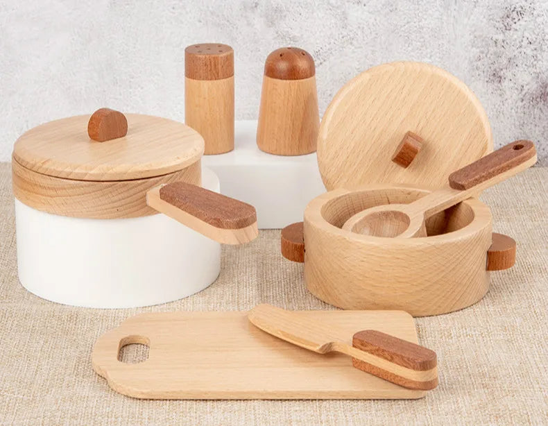 Wooden Kitchen Cookware Play Set