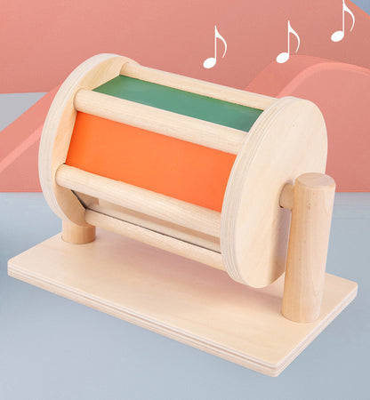 Montessori Wooden Spinning Drum With Mirror