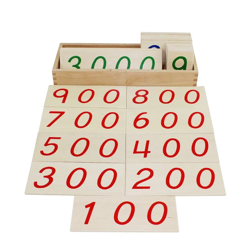 Montessori Large Wooden Number Cards With Box (1-9000)