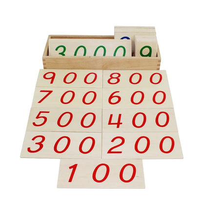 Montessori Large Wooden Number Cards With Box (1-9000)