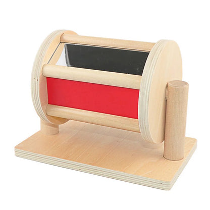 Montessori Wooden Spinning Drum With Mirror