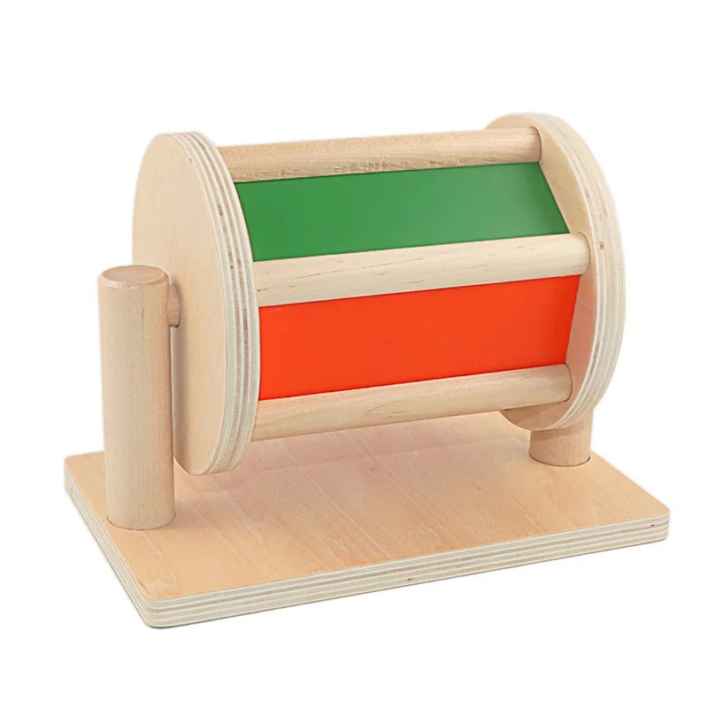 Montessori Wooden Spinning Drum With Mirror