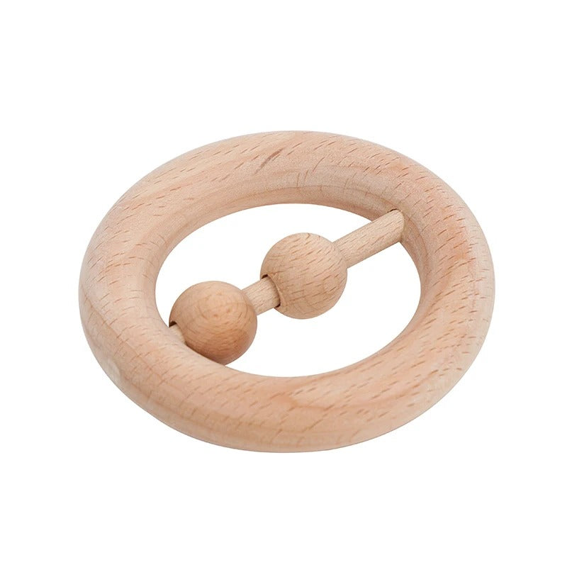Wooden Ring With Beads Rattle