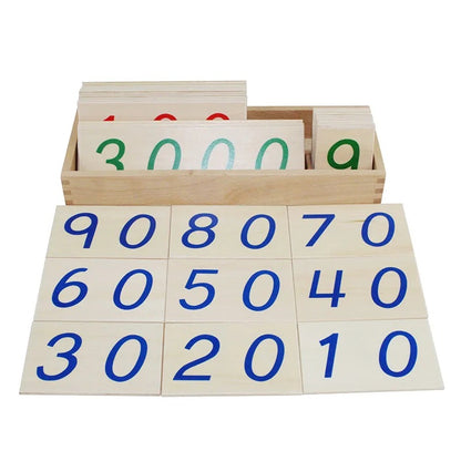 Montessori Large Wooden Number Cards With Box (1-9000)