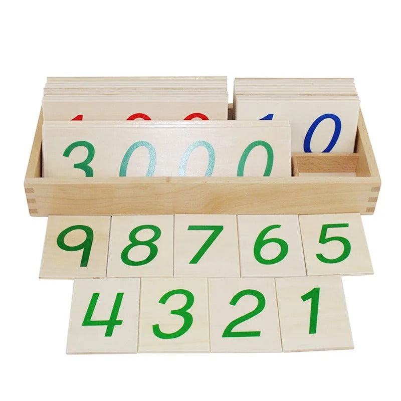 Montessori Large Wooden Number Cards With Box (1-9000)