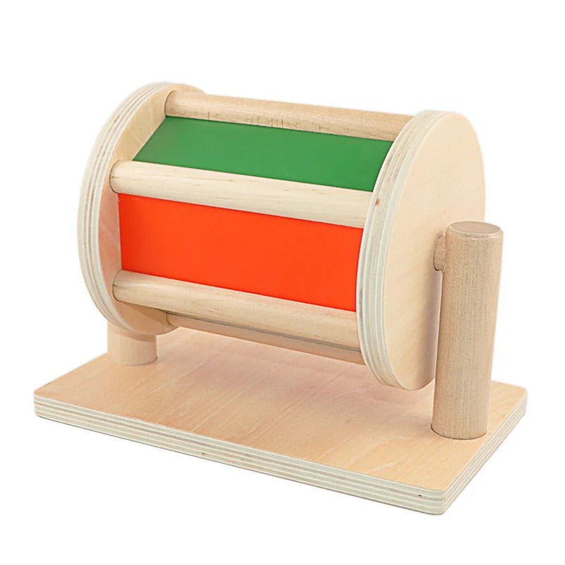 Montessori Wooden Spinning Drum With Mirror
