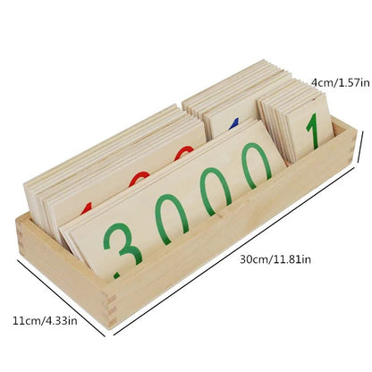 Montessori Large Wooden Number Cards With Box (1-9000)
