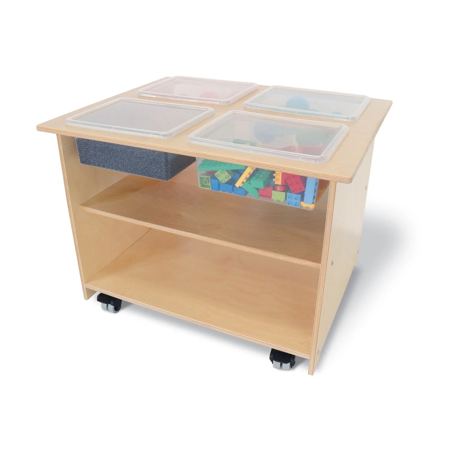 4 compartment storage bins table